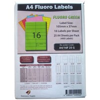 Label Laser Inkjet Copier Stationers Supply compatible with Avery L7162 16 Per Sheet Pack 25 Fluoro Green 