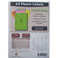 Label Laser Inkjet Copier Stationers Supply compatible with Avery L7167 1 Per Sheet Pack 25 Fluoro Green