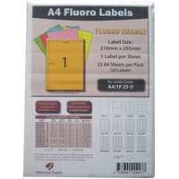 Label Laser Inkjet Copier Stationers Supply compatible with Avery L7167 1 Per Sheet Pack 25 Fluoro Orange 