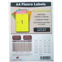 Label Laser Inkjet Copier Stationers Supply compatible with Avery L7167 1 Per Sheet Pack 25 Fluoro Yellow 
