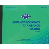 Bookings At Glance Book Zions 15 Lines Advance Bookings ADV15