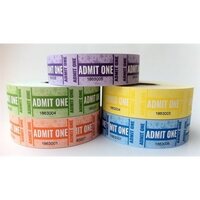 Ticket Admission ADMIT ONE Assorted Colours Pack of 5 Rolls of 1000 