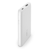 Belkin BOOST CHARGE Power Bank 5K  (12W USB-A port) - White (BPB004btWT), 6 in./15cm USB-C to USB-A cable included, LED light indicates power status