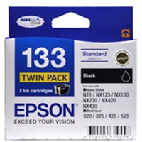 BLACK TWIN PACK STANDARD CAP FOR STYLUS N11 NX125130230 NX420430 WF320 325435525