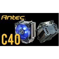 Antec C40 Air CPU Cooler, 92mm PWM Blue LED Fan, Intel 775, 115X, 1200, 1366.1700. AMD: AM2(+), AM3, AM3+, AM4, AM5, FM1, FM2(+) 3 Years Warranty