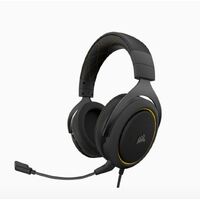 Corsair HS60 PRO Black Yellow Trim STEREO 7.1 Surround, memory foam, Discord Certified, PC and Console compatible Gaming Headset. Headphone (LS)  HS55