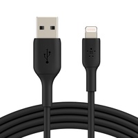 BELKIN 2M USB-A TO LIGHTNING CHARGE/SYNC CABLE, BRAIDED, MFi, BLK, 2 YR WTY