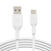 BELKIN 2M USB-A TO USB-C CHARGE/SYNC CABLE, WHITE, 2YR WTY