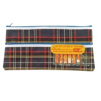 Pencil Case Tartan 325 x 165mm 2 Zip