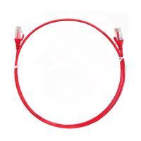 8ware CAT6 Ultra Thin Slim Cable 0.25m / 25cm - Red Color Premium RJ45 Ethernet Network LAN UTP Patch Cord 26AWG for Data