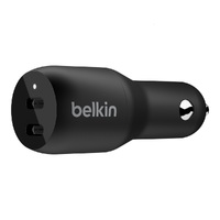 BELKIN 2 PORT CAR CHARGER, 18W USB-C (2) FAST CHARGE PD, BLK,2YR W $2500 CEW