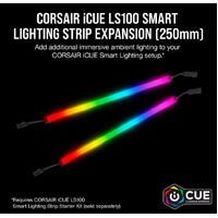 Corsair iCUE LS100 Smart Lighting Strip Expansion Kit -2x 250mm Addressable LED Strip, RGB Ext Cable, Adhesive Tape, Cable Clips. 2 Years Wty. (LS)