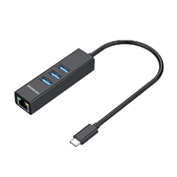 Simplecom CHN421 Aluminium USB-C to 3 Port USB HUB with Gigabit Ethernet Adapter 
