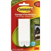 Command Adhesive 3M Picture Hanging Strips Large White 4 Sets 17206