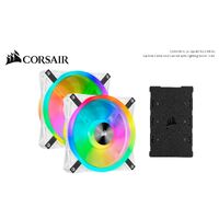 Corsair QL140 RGB White Dual Fan Kit with Lighting Node Core, ICUE, 140mm RGB LED PWM Fan 26dBA, 50.2 CFM, 2 Fan Pack