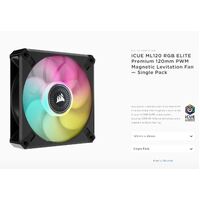 Corsair ML ELITE Series, ML120 RGB ELITE, 120mm Magnetic Levitation RGB Fan with AirGuide, Single Pack