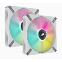 Corsair ML ELITE Series, ML140 RGB ELITE WHITE, 140mm Magnetic Levitation RGB Fan with AirGuide, Dual Pack with Lighting Node CORE