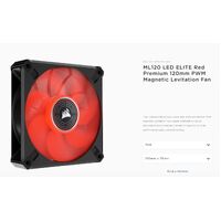 Corsair ML ELITE Series, ML120 LED ELITE, 120mm Magnetic Levitation Red LED Fan with AirGuide, Single Pack