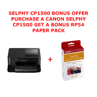 CANON SELPHY CP1500BK BLACK DYE-SUB COMPACT PHOTO PRINTER BONUS RP54 OPIX25 BUNDLE