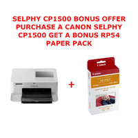 CANON SELPHY CP1500WH WHITE DYE-SUB COMPACT PHOTO PRINTER BONUS RP54 OPIX25 BUNDLE