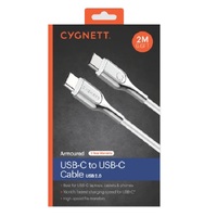 Cygnett Armoured USB-C to USB-C (USB 2.0) Cable (2M) - White (CY2694PCTYC), Support 5A/100W Fast Charging, 480Mbps Transfer Speeds, Scratch Resistance