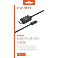 Cygnett Unite USB-C to HDMI Cable 4K/60hz (1.8M) - Black (CY3305HDMIC), Connect Your USB-¬C Device to HDMI TV, Monitor or Projector