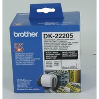 Brother Label White Continuous Paper Roll 62mm x 30.48M DK22205 