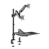 Brateck Gas Spring Sit-Stand Workstation Dual Monitors Mount Fit Most 17'-32' Moniters Up to 8kg per screen, 360° Screen Rotation