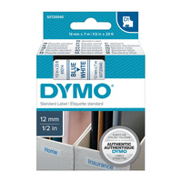 D1 Blue on Wht 12mmx7m Tape