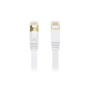 Edimax 0.5M White 10GbE Shielded CAT7 Network Cable - Flat 100% Oxygen-Free Bare Copper Core, Alum-Foil Shielding, Grounding Wire, Gold Plated RJ45