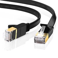 Edimax 1m Black 10GbE Shielded CAT7 Network Cable - Flat 100% Oxygen-Free Bare Copper Core, Alum-Foil Shielding, Grounding Wire, Gold Plated RJ45