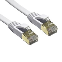 Edimax 1m White 10GbE Shielded CAT7 Network Cable - Flat 100% Oxygen-Free Bare Copper Core, Alum-Foil Shielding, Grounding Wire, Gold Plated RJ45