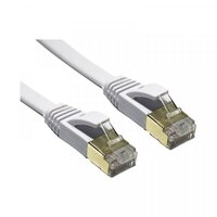 Edimax 15m White 10GbE Shielded CAT7 Network Cable - Flat 100% Oxygen-Free Bare Copper Core, Alum-Foil Shielding, Grounding Wire, Gold Plated RJ45