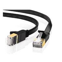 Edimax 20m Black 10GbE Shielded CAT7 Network Cable - Flat 100% Oxygen-Free Bare Copper Core, Alum-Foil Shielding, Grounding Wire, Gold Plated RJ45