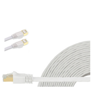 Edimax 0.5m White 40GbE Shielded CAT8 Network Cable - Flat 100% Oxygen-Free Bare Copper Core, Alum-Foil Shielding, Grounding Wire, Gold Plated RJ45