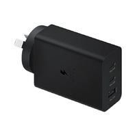 Samsung 65W Power Adapter Trio - Black (EP-T6530NBEGAU), Wall Charger (USB-C x2, USB-A), Universal Compatibility, Fast, safe and stable