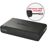 Edimax ES-5800G V3 8-Port 10/100/1000 Mbps Gigabit Switch SOHO MDI/MDI-X Cross Over Detection & Auto Correction REQUIRES 1A Current-USB Adapt NOT INCL