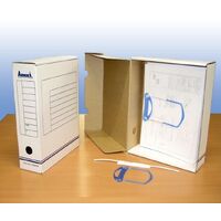 Box File A4 Archive Box with Tubefast Fastener Arnos F505CB Pack of 5 White printed Blue 