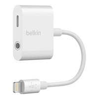 Belkin 3.5 mm Audio + Charge RockStar - White (F8J212btWHT), MFi Certified, Listen Audio and Charge at the Same Time, Supports Synching Data