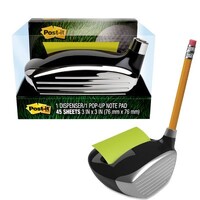 Post It Note Pop Up Dispenser 3M Golf Club Head Design 330 Black / Silver