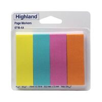 Page Marker Highland 6719 4A 22 x 73mm Assorted Bright Pack 200