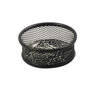 Paper Clip Holder Italplast 75mm Metal Mesh Dish Black I348