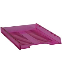 Document Tray A4 Slimline Italplast I65 Tinted Pink