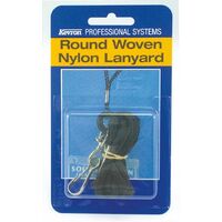 Lanyard Kevron Round Woven Nylon Black ID1017PP