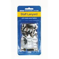 Staff Lanyards Kevron ID1046SP5 White on Black Hangsell pack of 5 