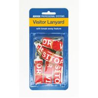 Visitor Lanyards Kevron ID1046SV5 White on Red Pack of 5 