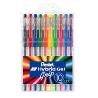 Pen Pentel Hybrid Gel Grip 0.6mm Rubber Grip K116 Wallet of 10