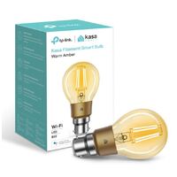 TP-Link KL60B Kasa Filament Smart Bulb, Warm Amber, Bayonet, Dimmable, No Hub Required, Voice Control, 2000K, 5kWh/1000h, 2.4 GHz, 2 Year Warranty