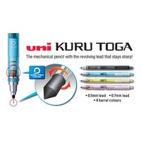 Mechanical Pencil Uni Kuru Toga 0.5 Blue Barrel Box 12