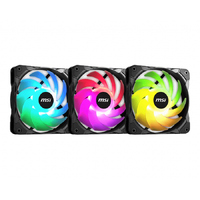 MSI MAG MAX F12A-3 RGB 120mm Fan 3 Pack, A-RGB, Hydro Bearing, 4-pin PWM, 3-to1 Cable, Anti-Vibration, Mystic Light Extension